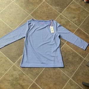Vineyard Vines Blue and White Striped Long Sleeve Tee